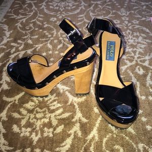 Polo Ralph Lauren platform patent leather sandals